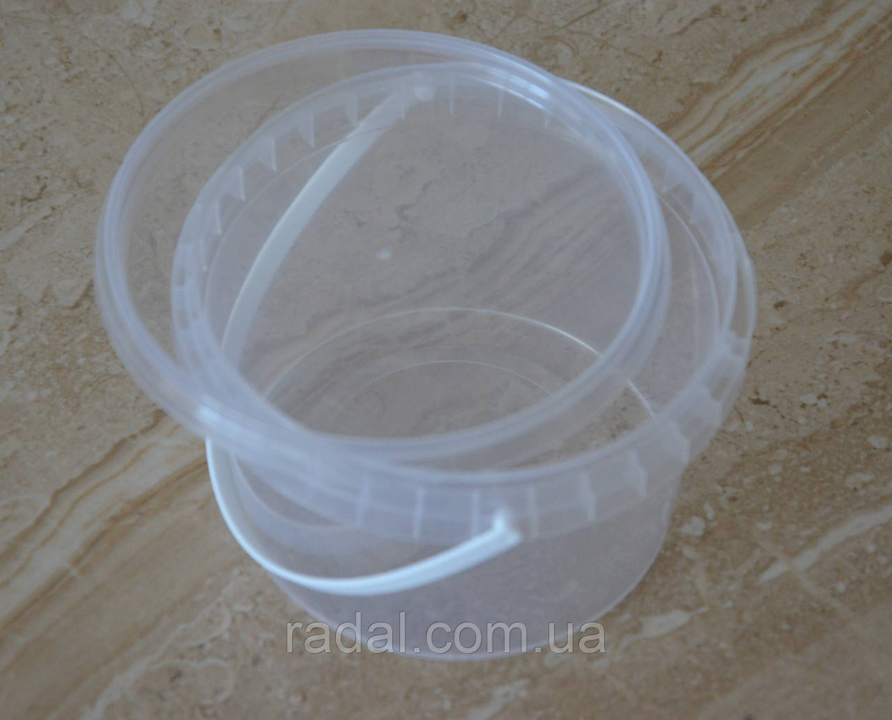 Відро харчове пластикове 0,5л прозоре з кришкою, фото 1