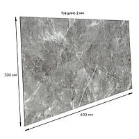 Стінові плитки ПЕТ самоклеючі Шліфований бетон під камінь 300х600х2мм панель ПВХ покриття