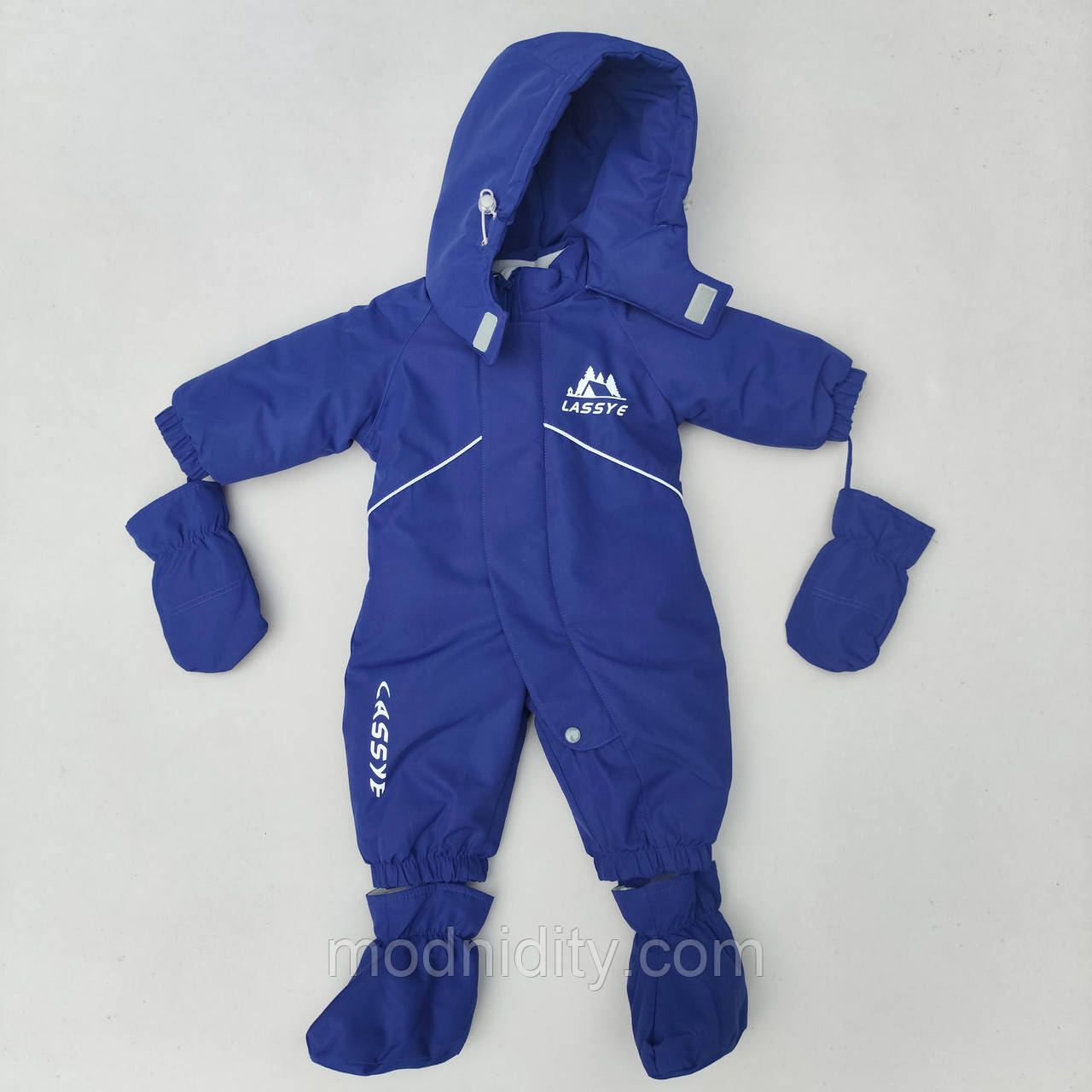 Дитячий зимовий суцільний комбінезон чоловічок від народження до року "Кроха" синій термо теплий, фото 1