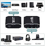 1x3 SPDIF / TosLink splitter optical digital Цифровий 3-х портовий розгалужувач оптичного аудіо звуку спліттер 1 на 3 порти s/pdif, фото 3