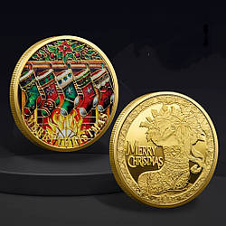 Монета сувенір із серії Merry Christmas "Щасливого Різдва!". Шкарпетки. подарунок на Новий Рік