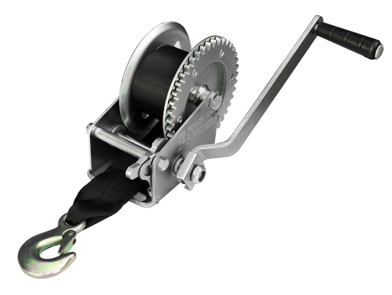 Лебідка ручна Для Причепа З Стрічкою І Крюком 1200Lbs Оцинкована, фото 1