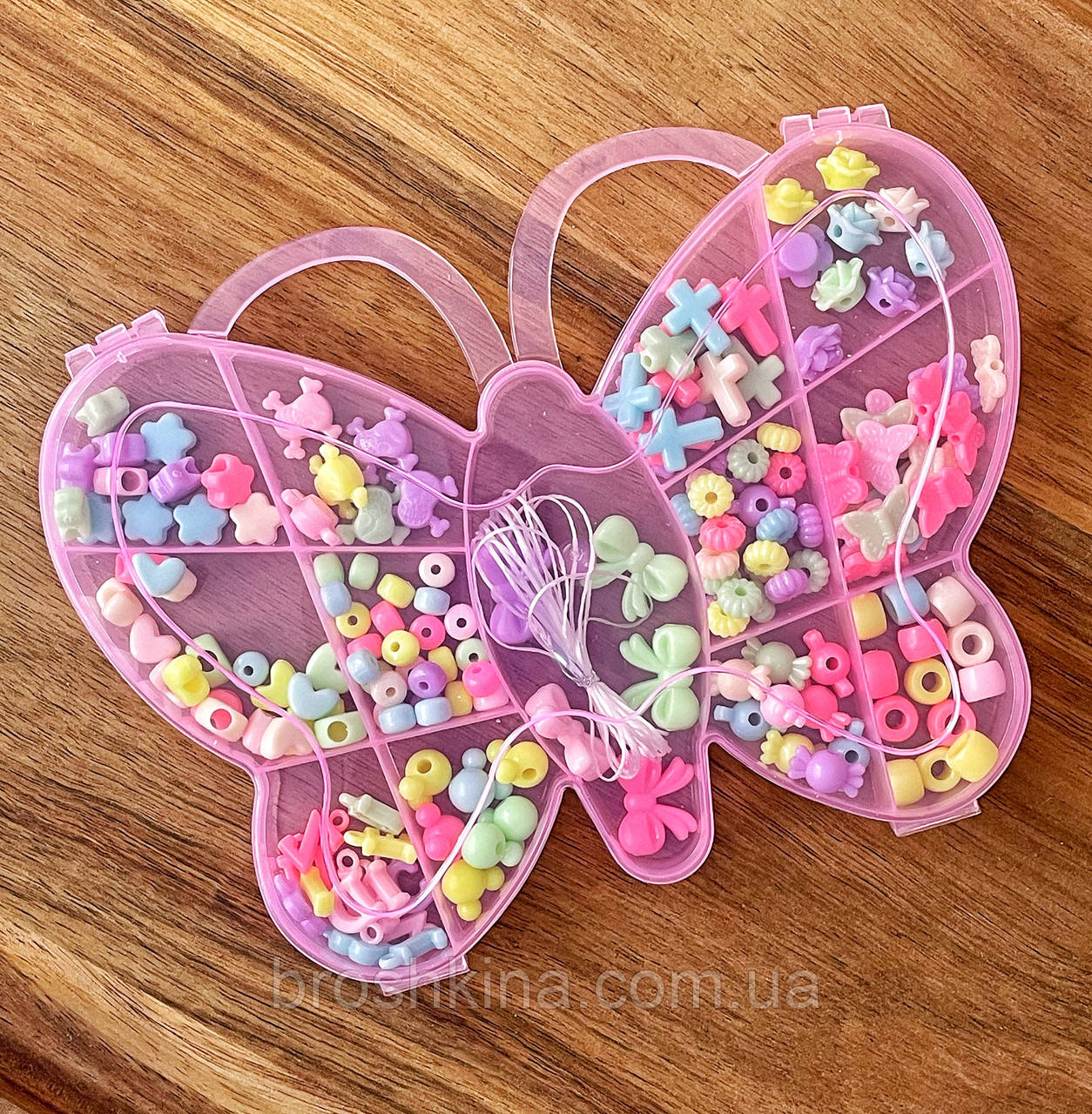 Маленький набір для плетіння браслетів з намистинами в коробці МЕТЕЛИК, фото 1