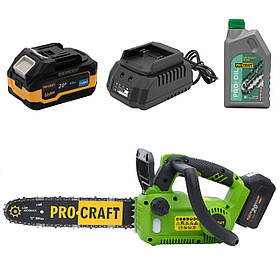Акумуляторна ланцюгова пила Procraft PKA42Li + 1акб 4Аг Turbo + ЗП charger20/1 + Олива ланцюга 1л
