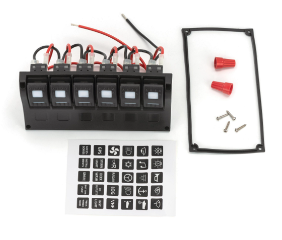 Панель Перемикачів 6-Ти Клавішна З Індикаторами Ввімкнення для катерів та човнів, фото 1