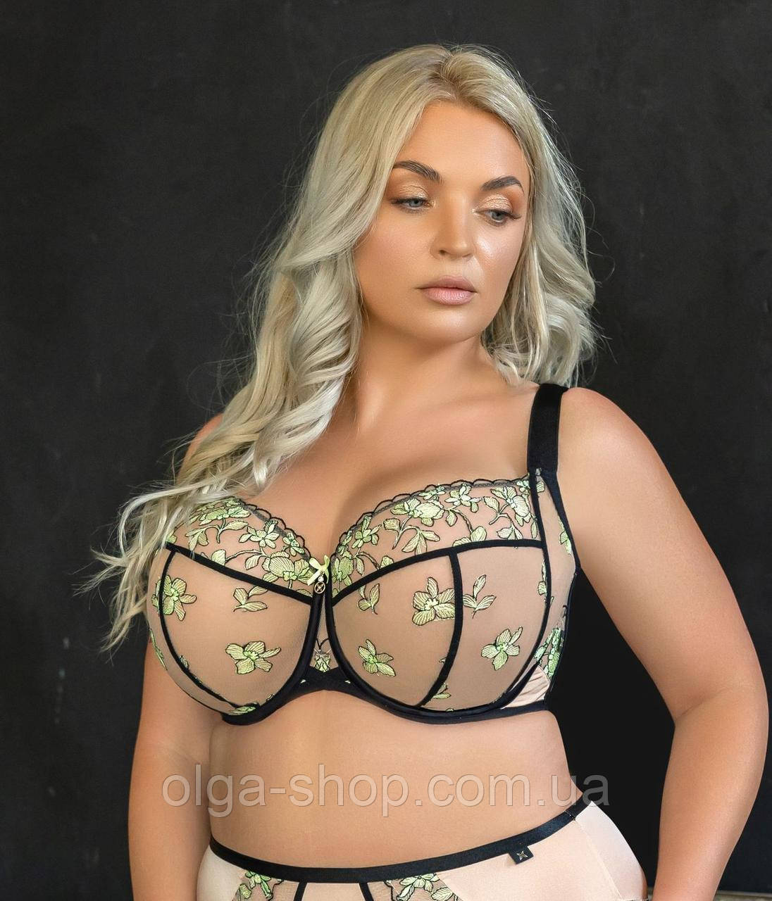 Бюстгальтер з м'якими чашками Soft Kris Line lime жіноча спідня білизна великих розмірів груди, фото 1