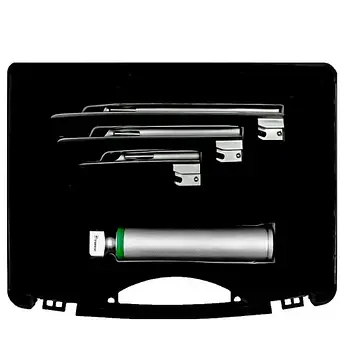 Ларингоскоп Міллера, набір з 3 клинків (№1, 2, 3) прямих, волоконнооптичні