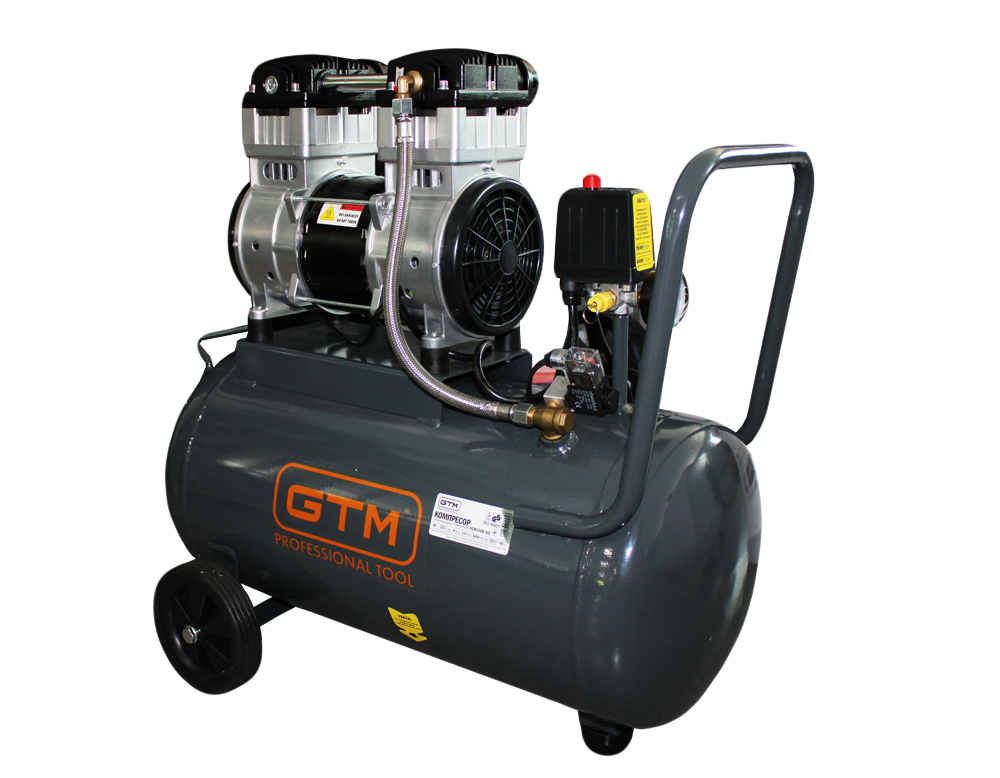 GTM Компресор рес-50л 210л/хв 1,8кВт 8бар 220В 2 циліндри безмасляний