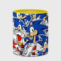 Чашка с принтом Sonic паттерн Соник 330 мл (цвет чашки на выбор)