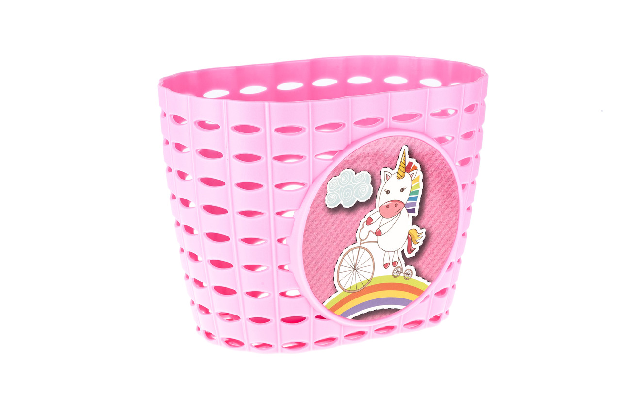 Кошик дитячий пластиковий на кермо ONRIDE Lio рожевий для велосипедів 12-14"