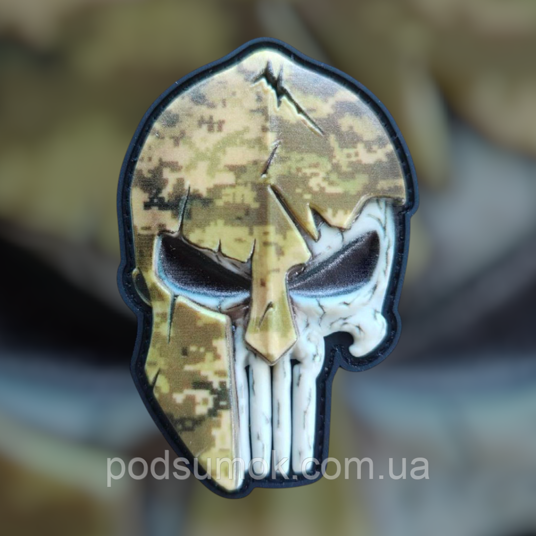 Шеврон ПВХ КАРАТЕЛЬ У ШЛЕМІ 3 3D на липучці для велкро патч гумовий, фото 1