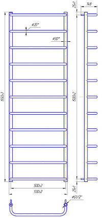 Рушникосушарка водяна MARIO Стандарт HP 1550x530/500, фото 2