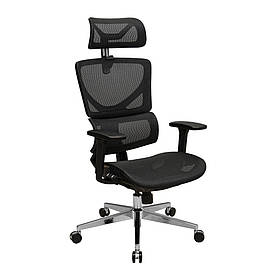Крісло офісне ергономічне Ерговік механізм Synchro сітка чорна