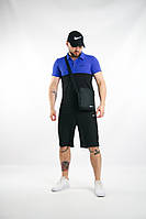 Комплект чоловічий Nike: поло електрик-чорне + шорти чорні + барсетка чорна + кепка чорна (1587046640)