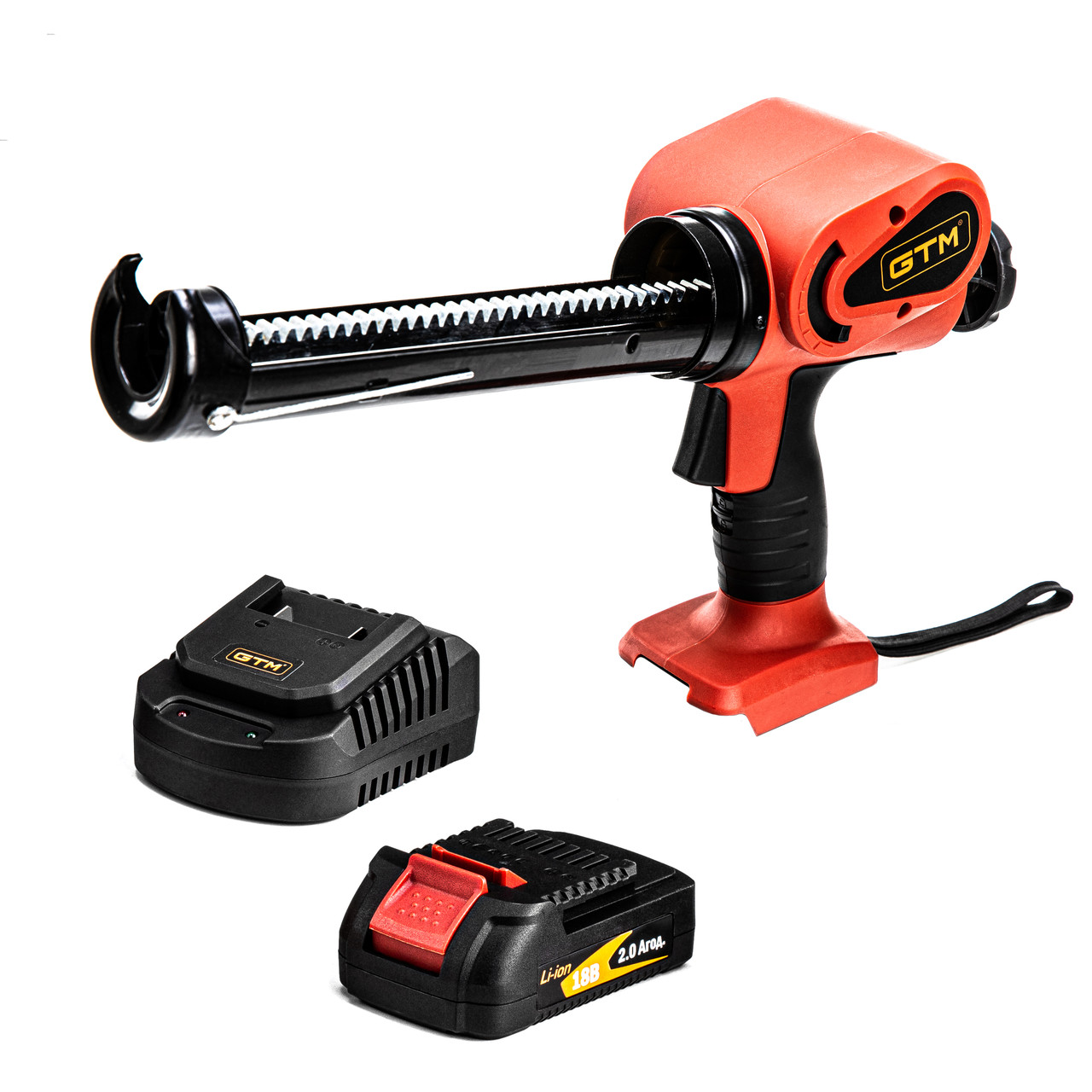 GTM Пистолет для герметика аккум. GGC18/150, 18В, 150кгс, 3-10мм/с, 310мл, +акум. 2Аг, зарядное устройство