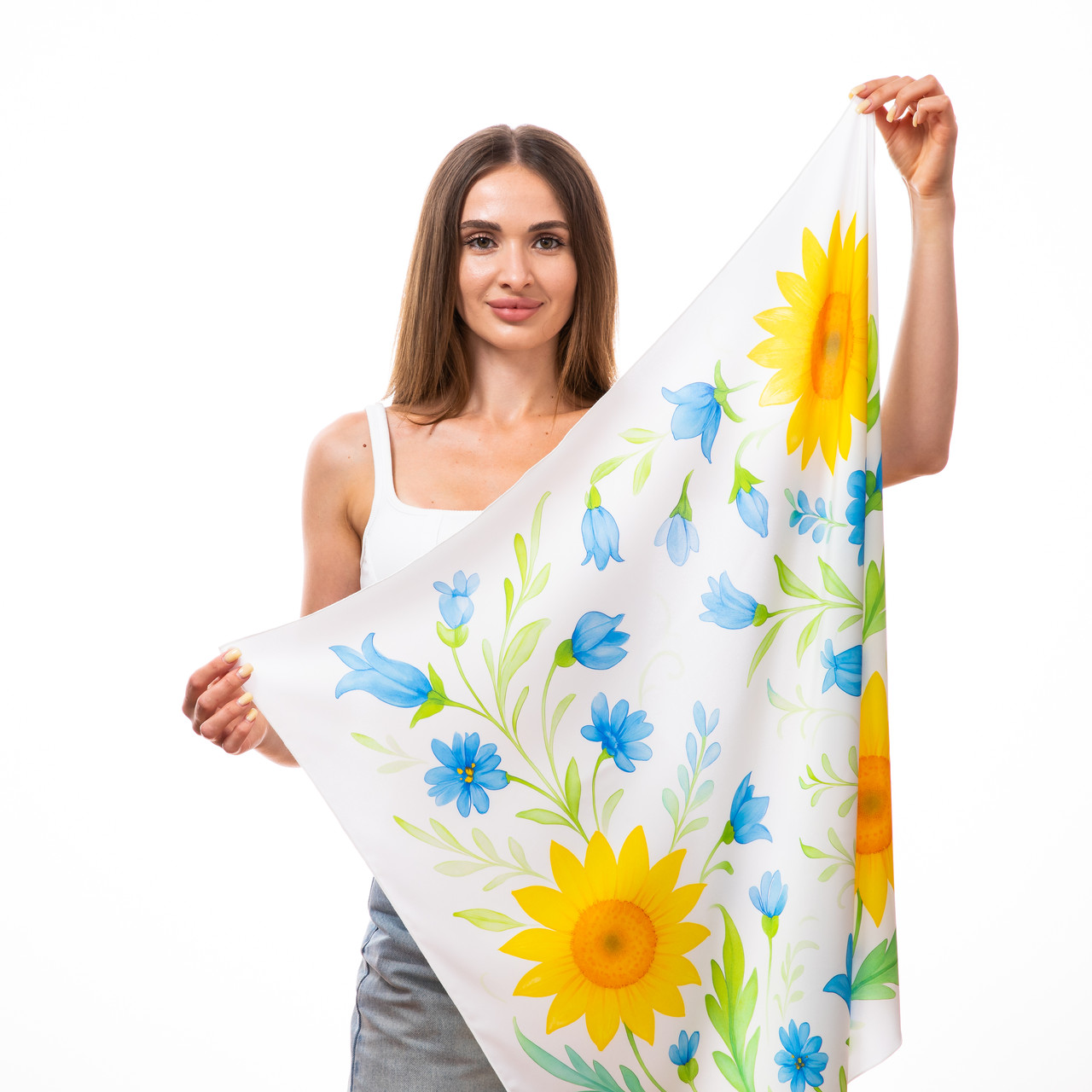 Хустка шовкова Сонячна квітка, фото 1