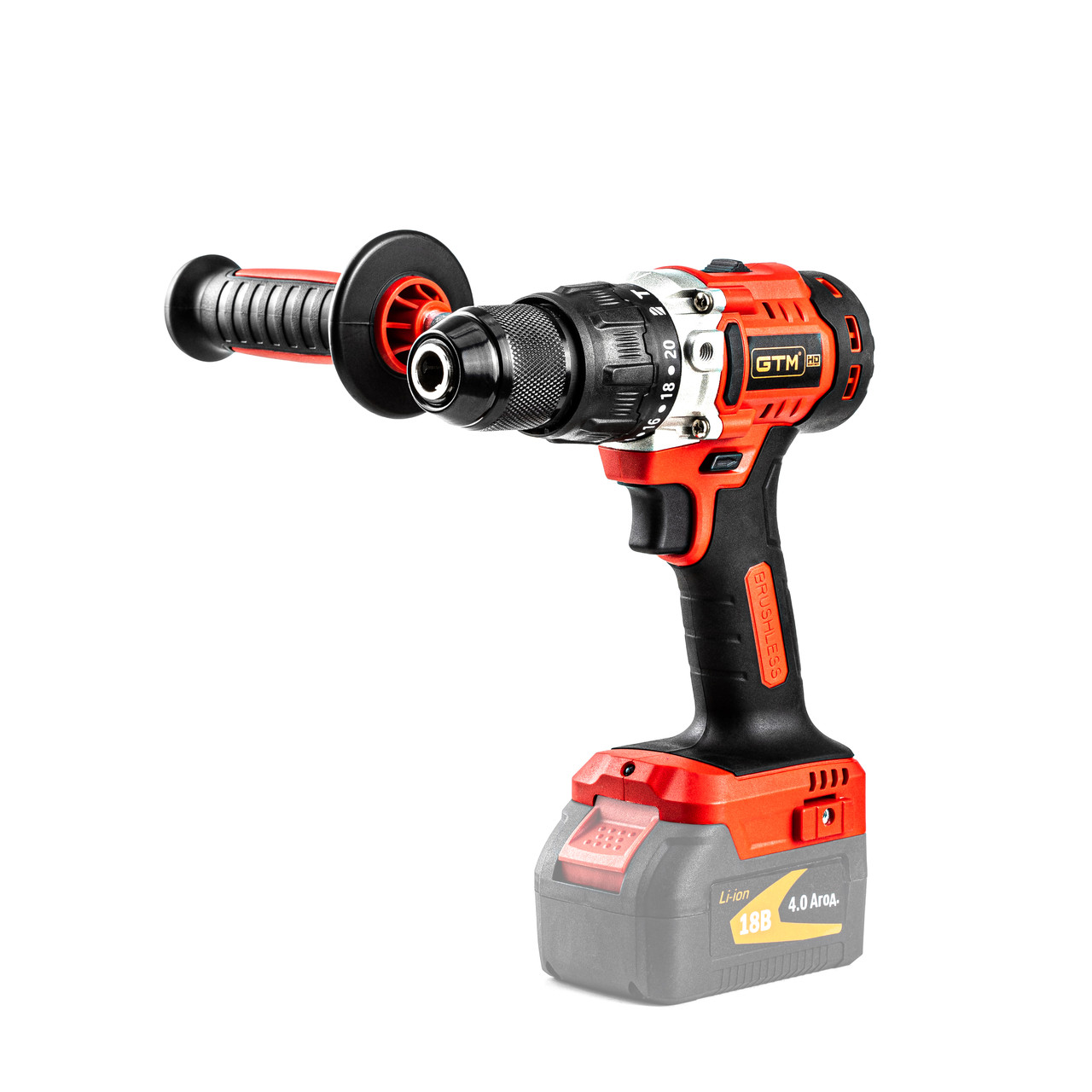 GTM Дриль-шурупокрут акум. DSI18/80BL з ударом, 18В, 80Нм, 2шв, КАРКАС (без АКБ і ЗП)