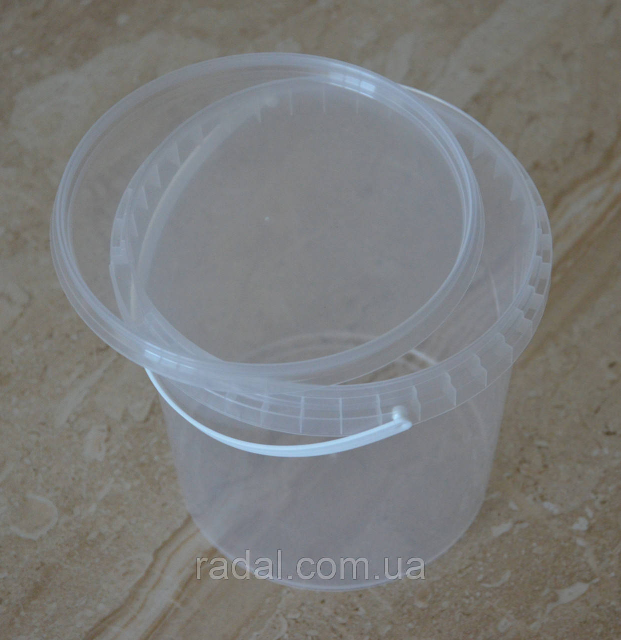 Відро харчове пластикове 1л прозоре з кришкою, фото 1