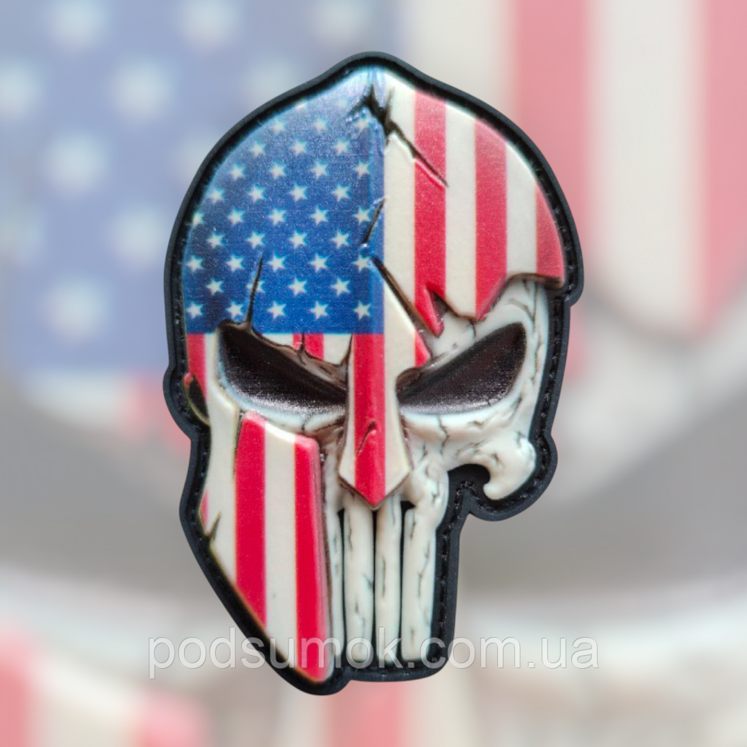 Шеврон ПВХ КАРАТЕЛЬ У ШЛЕМІ 6 3D на липучці для велкро патч гумовий, фото 1