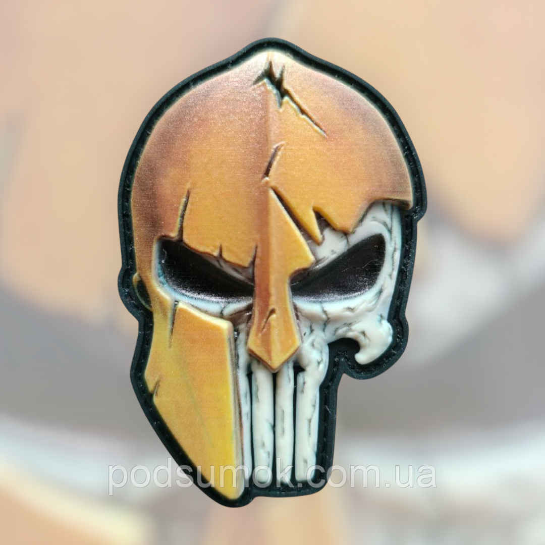 Шеврон ПВХ КАРАТЕЛЬ У ШЛЕМІ 7 3D на липучці для велкро патч гумовий, фото 1