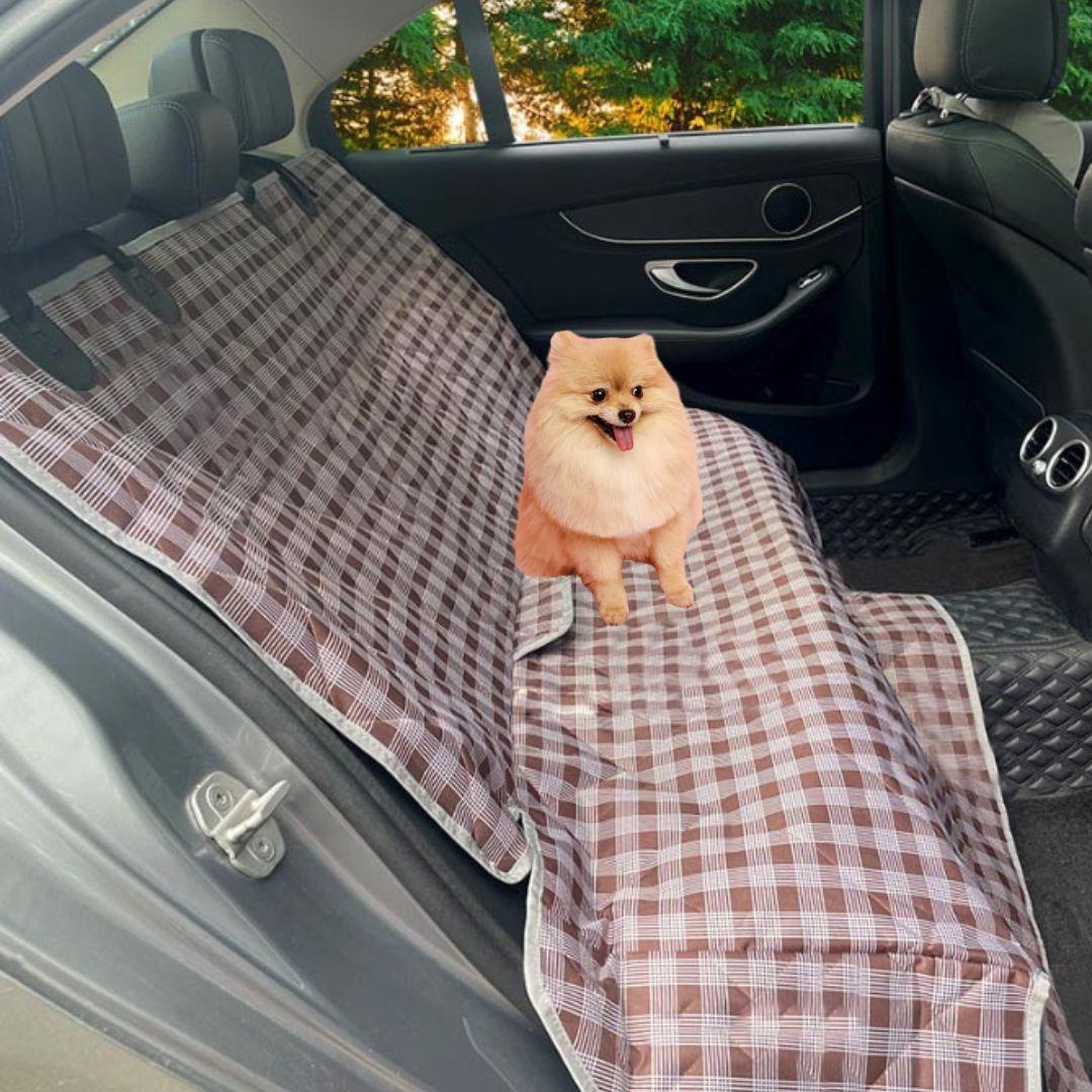 Захисна накидка на сидіння автомобіля для перевезення собак, 139×125 см, Коричневий у клітку