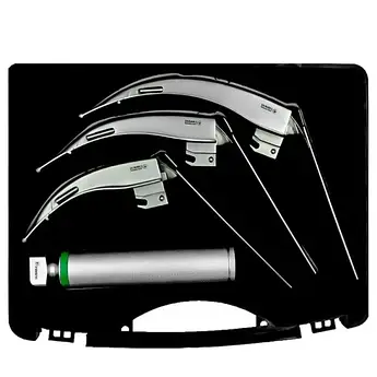 Ларингоскоп Макінтош, набір з 3-х клинків зігнутих з рухомим кінцем, волоконнооптичні