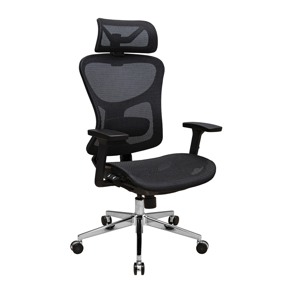Крісло офісне ергономічне Ергостар механізм Synchro сітка чорна, фото 1