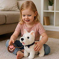 Інтерактивна іграшка Песик Кращий друг Вестик білий — з повідком, повторює голос, показує язик, УКР, фото 2