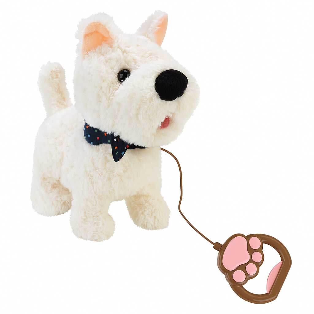 Інтерактивна іграшка Песик Кращий друг Вестик білий — з повідком, повторює голос, показує язик, УКР, фото 1