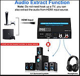 HDMI 2.0 Audio digital Extractor ARC 4K/60Hz перетворювач конвертер декодер цифрового аудіо звуку в оптичний + цифро-аналоговий, фото 5