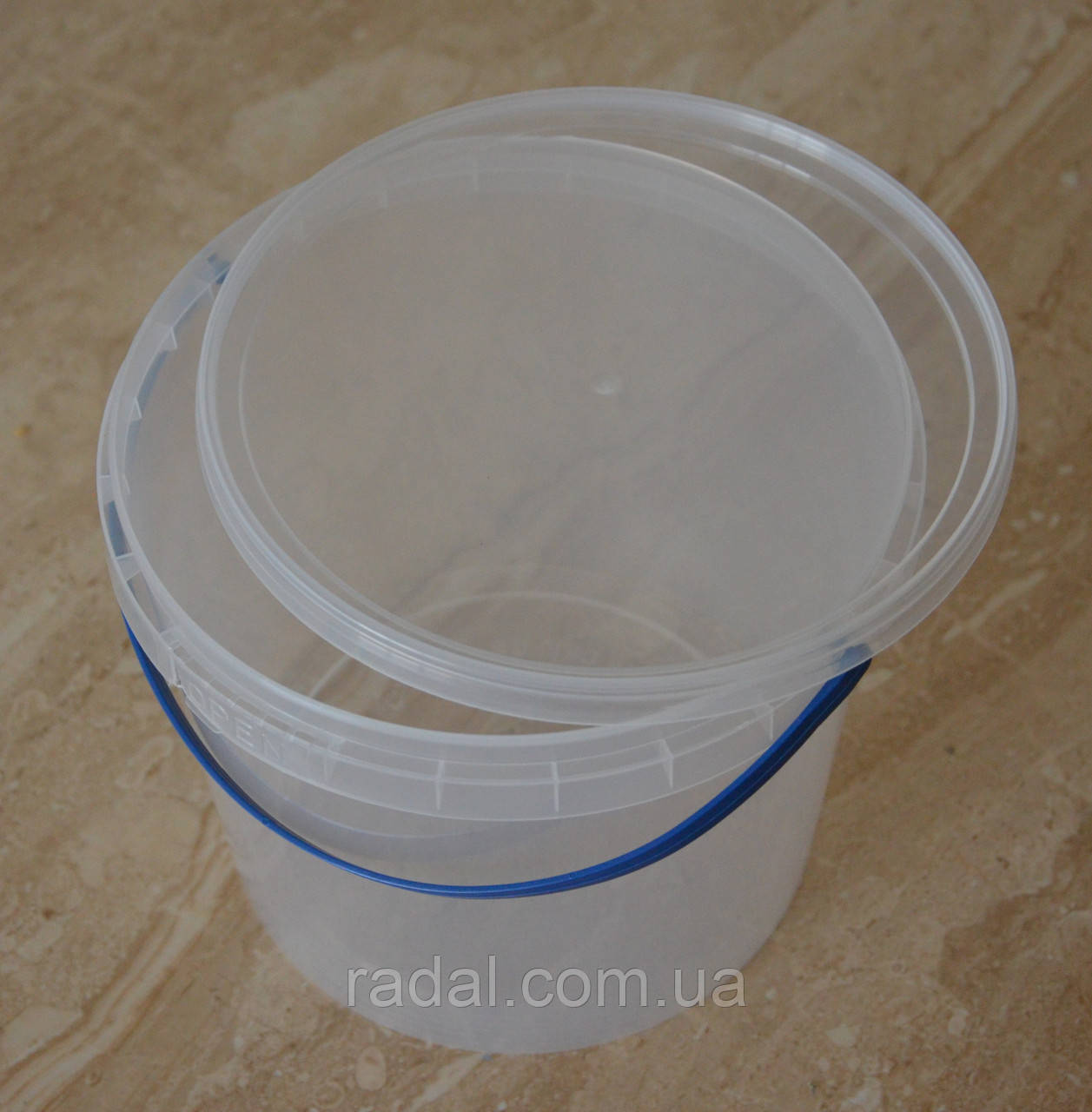 Відро харчове пластикове 3л прозоре з кришкою, фото 1