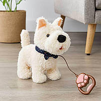 Інтерактивна іграшка Песик Кращий друг Вестик білий — з повідком, повторює голос, показує язик, УКР, фото 7