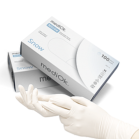 Рукавички нітрилові MediOk Snow білі 100шт S