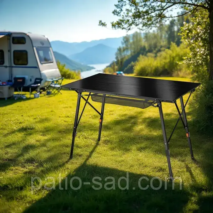Великий туристичний стіл з сумкою 120х70 см. Bastian, чорний, фото 1