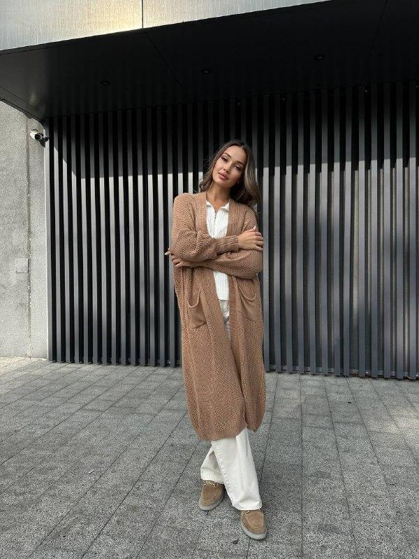 Жіночий кардиган; Колір: коричневий, молочний і чорний; Розмір: універсальний;, фото 1