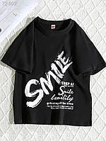 Дитяча футболка з ДТФ(оверсайз) - Чорний - 72-002