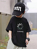 Дитяча футболка з ДТФ(оверсайз) - Чорний - 72-004