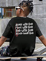 Дитяча футболка з ДТФ(оверсайз) - чорна - 72-008