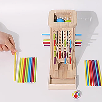 Дерев'яна вежа з паличками Монтессорі 3 + Різнокольоровий