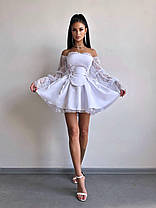 Красива жіноча сукня з довгими рукавами з мережива та пишною спідницею Smb9451, фото 5