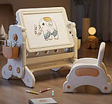 Дитячий ігровий стіл-трансформер зі стільчиком з основою для творчості мольбертом, пісочницею і конструктором, фото 2