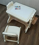 Дитячий ігровий стіл-трансформер зі стільчиком з основою для творчості мольбертом, пісочницею і конструктором, фото 4