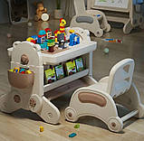Дитячий ігровий стіл-трансформер зі стільчиком з основою для творчості мольбертом, пісочницею і конструктором, фото 5