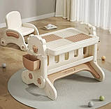 Дитячий ігровий стіл-трансформер зі стільчиком з основою для творчості мольбертом, пісочницею і конструктором, фото 10