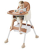 Стільчик-трансформер дитячий F007 для годування Бежевий, фото 2