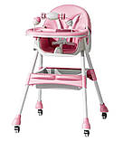 Стільчик-трансформер дитячий F005 для годування Рожевий, фото 2