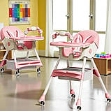 Стільчик-трансформер дитячий F005 для годування Рожевий, фото 7