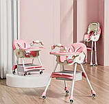 Стільчик-трансформер дитячий F005 для годування Рожевий, фото 8