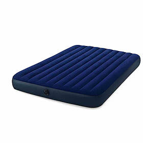 Надувний матрац Intex 64759 152×203×25 см — двоспальний з насосом і чохлом, до 272 кг, синій