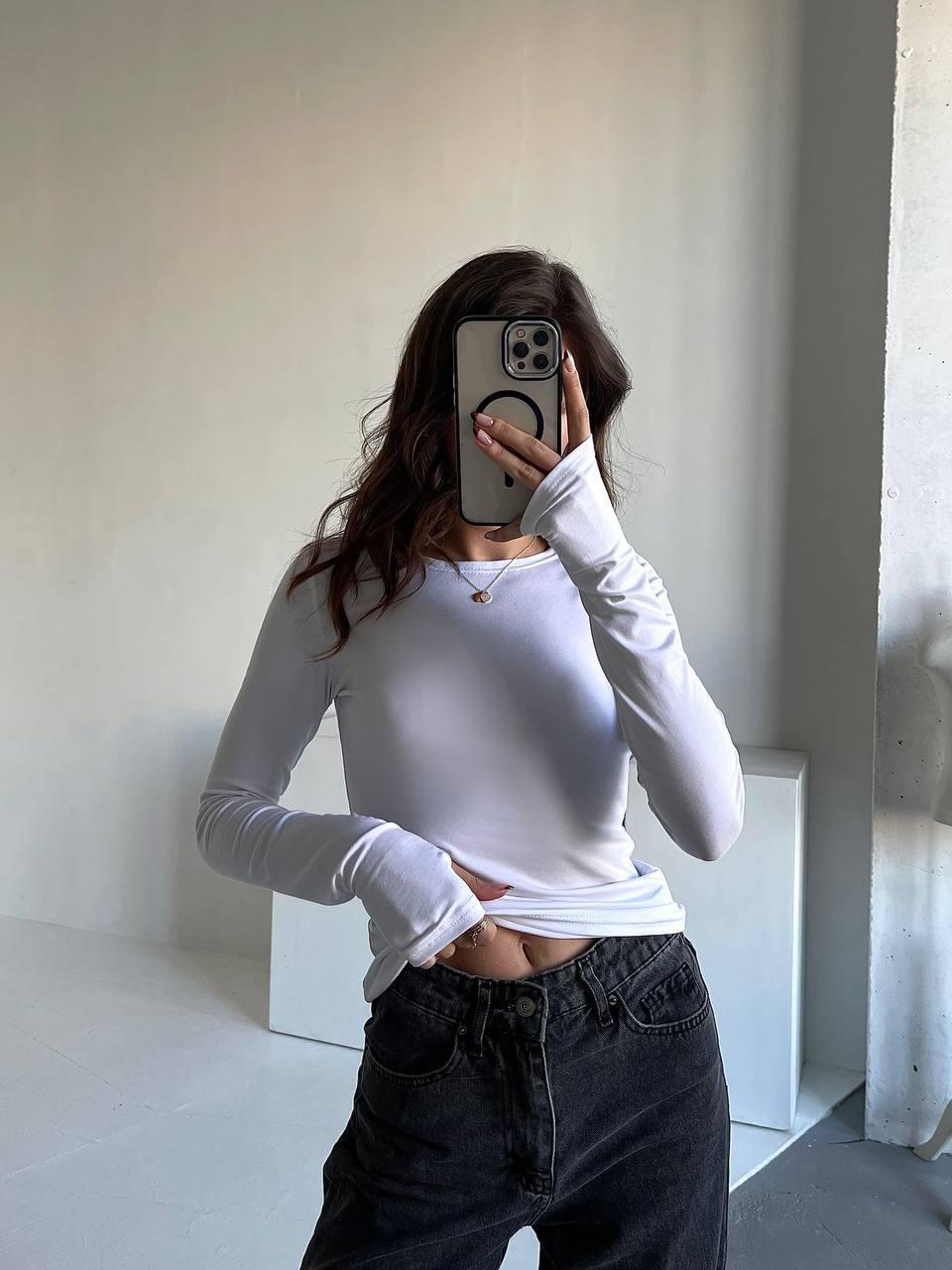 Жіночий лонгслів; Колір: чорний, капучино, графіт, білий; Розмір: 42-44 і 46-48 ;, фото 1